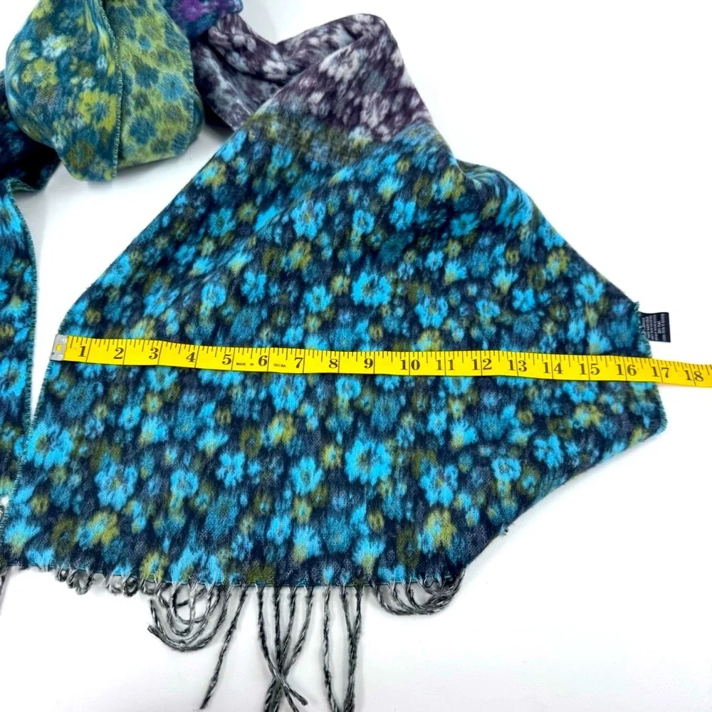 Fraas Blue and Gray Scarf with Fringe‎ Details